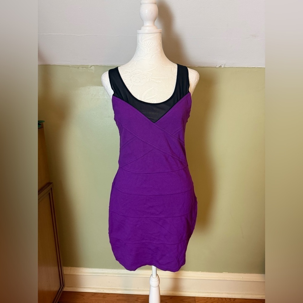Y2K Express Bandage Dress with Black Mesh Sleeves